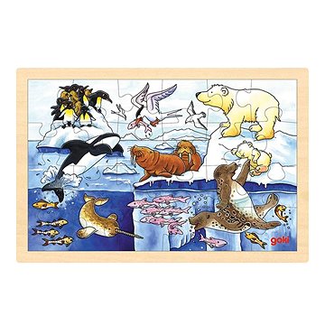 Goki Dřevěné puzzle Arktická zvířata 24 dílků (57889)