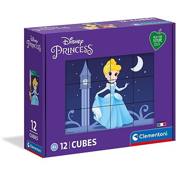 Clementoni Play For Future Obrázkové kostky Disney princezny, 12 kostek (45012)