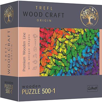 Trefl Wood Craft Origin puzzle Duhoví motýli 501 dílků (20159)