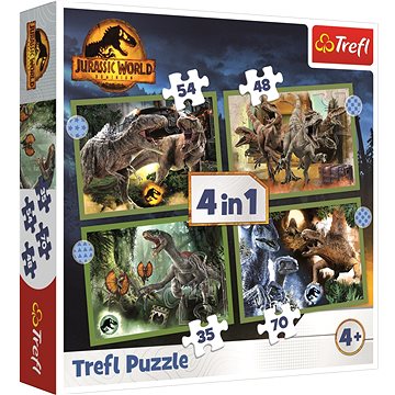 Trefl Puzzle Jurský svět: Nadvláda 4v1 (35,48,54,70 dílků) (34607)