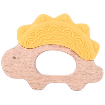 Elpinio dřevěné kousátko se silikonovým dinosaurem - žluté (ELP118)