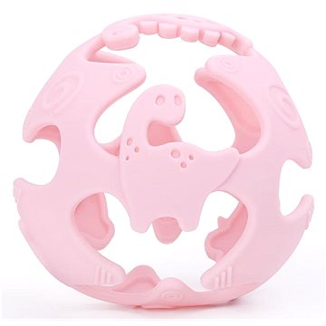 Elpinio silikonové kousátko koule s dinosaury - růžové (ELP127)