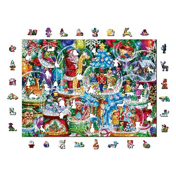 Woden City Dřevěné puzzle Vánoční sněžítka 2v1, 1010 dílků eko (XM 1010-0048-XL)