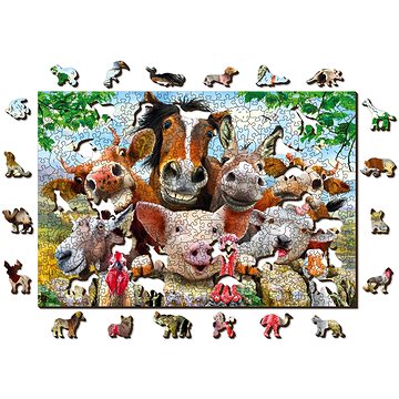 Woden City Dřevěné puzzle Život na farmě 2v1, 505 dílků eko (AN W 505-0066-L)
