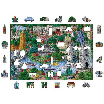 Woden City Dřevěné puzzle Londýnské památky 2v1, 505 dílků eko (BR W 505-0057-L)