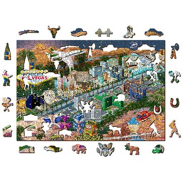 Woden City Dřevěné puzzle Vítejte v Las Vegas 2v1, 505 dílků eko (US W 505-0058-L)