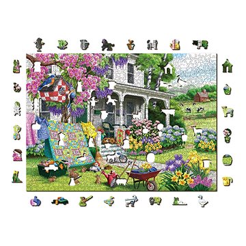 Woden City Dřevěné puzzle Venkovská zahrada 2v1, 1010 dílků eko (CS W 1010-0065-XL)