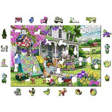 Woden City Dřevěné puzzle Venkovská zahrada 2v1, 505 dílků eko (CS W 505-0065-L)