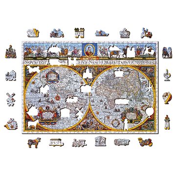 Woden City Dřevěné puzzle Antická mapa Nova Terrarum 2v1, 505 dílků eko (TR 505-0102-L)