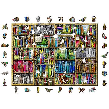 Woden City Dřevěné puzzle Knihovna 2v1, 1010 dílků eko (LB 1010-0128-XL)
