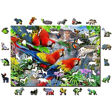Woden City Dřevěné puzzle Ostrov papoušků 2v1, 505 dílků eko (EX 505-0007-L)