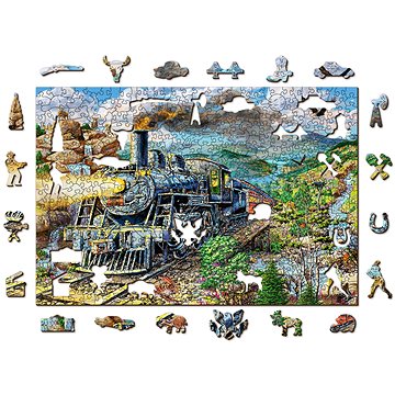 Woden City Dřevěné puzzle Železnice 2v1, 505 dílků eko (US W 505-0055-L)