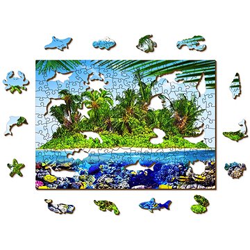Woden City Dřevěné puzzle Exotický ostrov pokladů 2v1, 200 dílků eko (OC 0122-M)