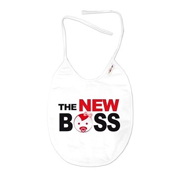 Baby Nellys Nepromokavý bryndáček The New Boss, cm - bílý (8596309365633)