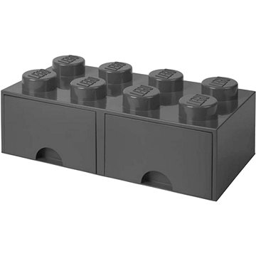 LEGO úložný box 8 s šuplíky - tmavě šedá (5711938034306)