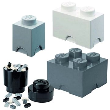 LEGO úložné boxy Multi-Pack 4 ks - černá, bílá, šedá (5711938034351)
