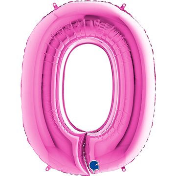 Foliový balónek, 102cm, číslice "0", růžový (8435102305111)