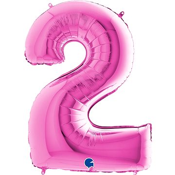 Foliový balónek, 102cm, číslice "2", růžový (8053904660124)
