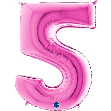 Foliový balónek, 102cm, číslice "5", růžový (8053904660155)