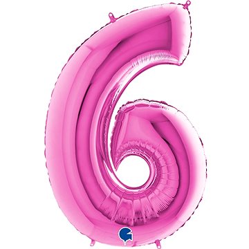 Foliový balónek, 102cm, číslice "6", růžový (8053904660162)