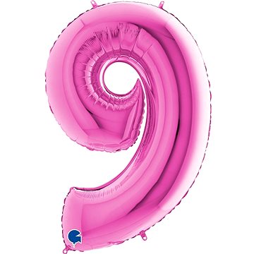 Foliový balónek, 102cm, číslice "9", růžový (8053904660193)