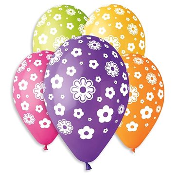 Nafukovací balónky, 30cm, květiny, mix barev, 5ks (8021886301823)