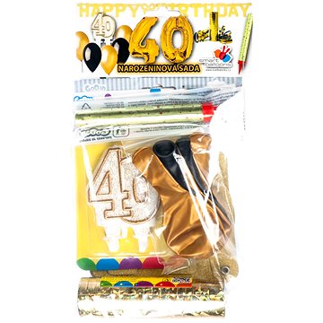 Narozeninová párty sada, zlatá, oslava "40" (8595681501202)