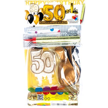 Narozeninová párty sada, zlatá, oslava "50" (8595681501219)