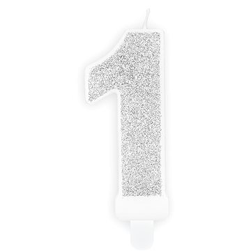 Svíčka narozeninová, 7cm, číslice "1", stříbrná (5902230748231)