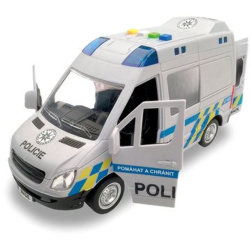 MaDe Auto policejní dodávka, na setrvačník s reálným hlasem posádky, 21 cm (8590756037945)