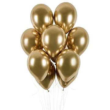 Balónky Chromované 50 ks zlaté lesklé - průměr 33 cm (8021886128802)