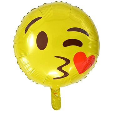 Balón foliový smajlík - smile - kiss - polibek - 45 cm (8595596311095)