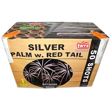 Ohňostroj - baterie výmetnic silver palm w. red tail 50ran (8595596306114)