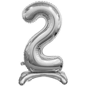 Balónek foilový číslice stříbrná na podstavci, 74 cm - 2 (5902973129328)
