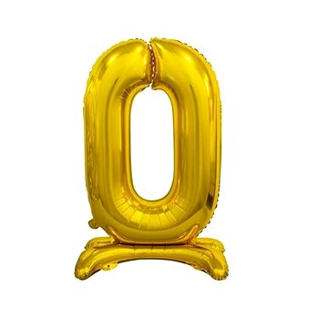 Balón foliový číslice zlatá na podstavci , 74 cm - 0 (5902973129489)