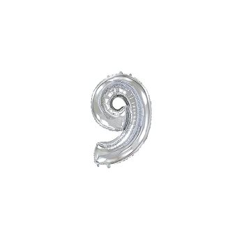 Balón foliový číslice stříbrná - silver 102 cm - 9 (8435102305401)