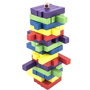 Hra věž dřevěná 60ks barevných dílků společenská hra (8592190850883)