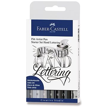 Popisovače Faber-Castell Pitt Artist Pen Hand Lettering, sada 9 ks (4005402671182)