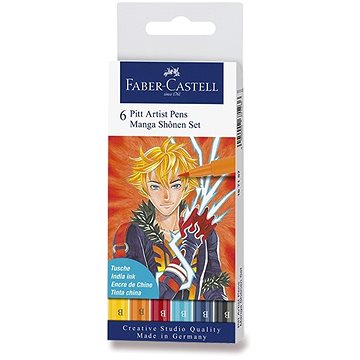 Popisovače Faber-Castell Pitt Artist Pen Manga Shonen, 6 barev (4005401671572)