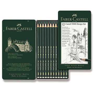 FABER-CASTELL Castell 9000 Design v plechové krabičce, šestihranná - sada 12 ks (4005401190646)