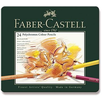 Pastelky FABER-CASTELL Polychromos v plechové krabičce, 24 barev (4005401100249)