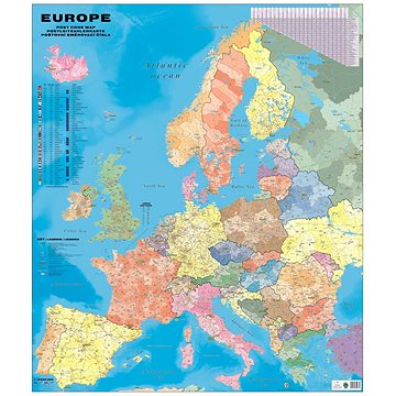 Evropa PSČ Obria 135x160cm lamino, plastové lišty nástěnná mapa (8586022501104)