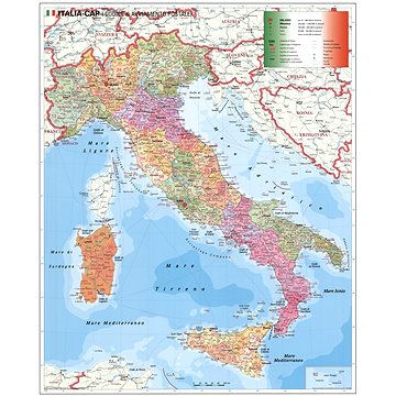 Itálie PSČ I. 137x97cm lamino, plastové lišty nástěnná mapa (9783929627770)