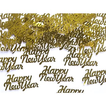 Konfety Happy New Year zlaté 4x2cm - silvestr - 3g (5901157458032)