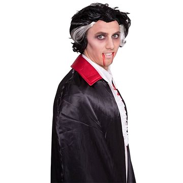 Paruka Černá s Bílimi Pruhy - Drakula - Vampír - Halloween (8714572267472)