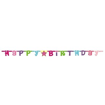 Girlanda Happy Birthday - Narozeniny - 180 cm Růžová (5901238687856)