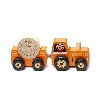Cubika 15351 Traktor s vlekem - dřevěná skládačka s magnetem 3 díly (4823056515351)