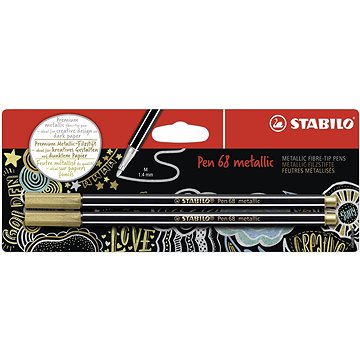 STABILO Pen 68 metallic zlaté v blistru - balení 2 ks (4006381530408)