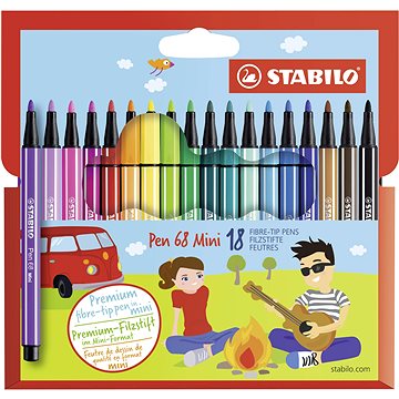 STABILO Pen 68 Mini kartonové pouzdro 18 barev (4006381379694)