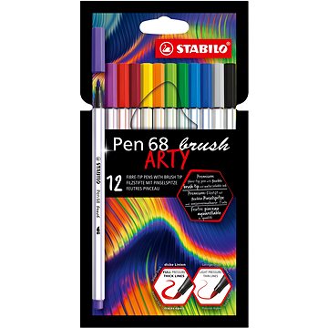 STABILO Pen 68 brush 12 ks pouzdro "ARTY" (4006381566926)